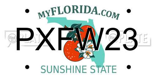 PXFW23 Florida License Plate