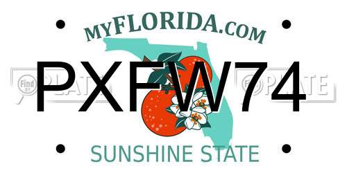 PXFW74 Florida License Plate
