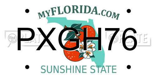 PXGH76 Florida License Plate