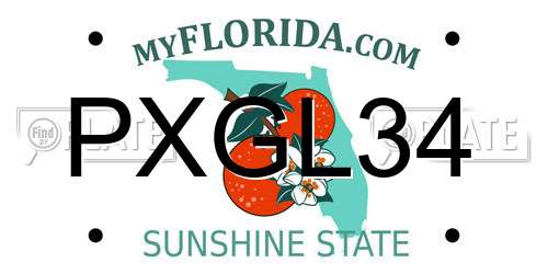 PXGL34 Florida License Plate