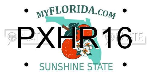 PXHR16 Florida License Plate