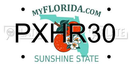 PXHR30 Florida License Plate
