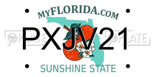 PXJV21 Florida License Plate