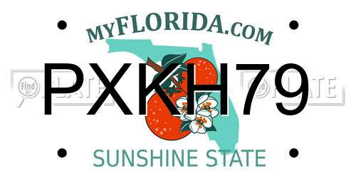 PXKH79 Florida License Plate