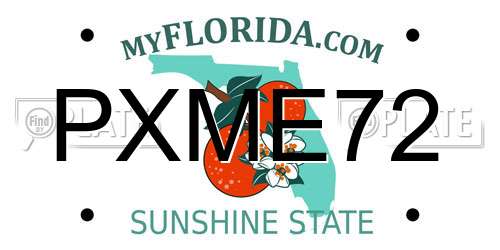PXME72 Florida License Plate