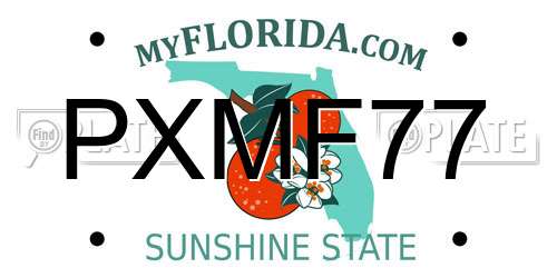 PXMF77 Florida License Plate