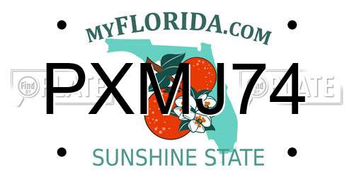 PXMJ74 Florida License Plate