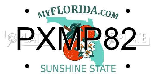PXMP82 Florida License Plate