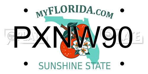 PXNW90 Florida License Plate