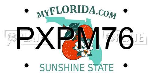 PXPM76 Florida License Plate