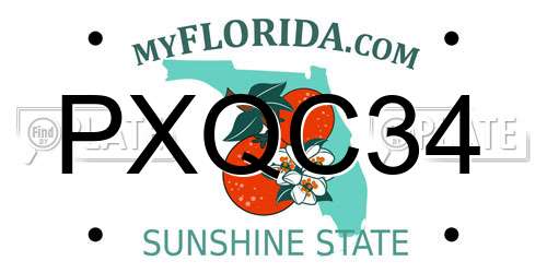 PXQC34 Florida License Plate