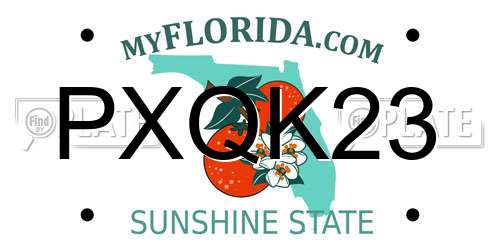 PXQK23 Florida License Plate