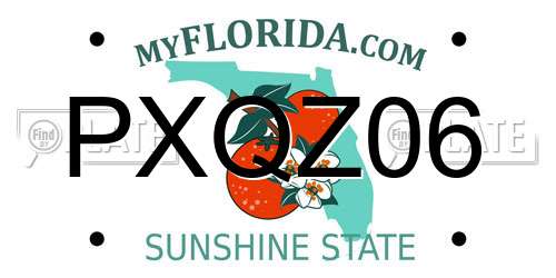 PXQZ06 Florida License Plate