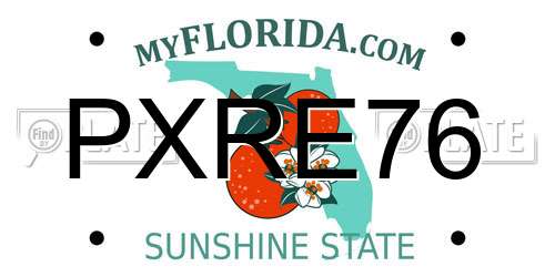 PXRE76 Florida License Plate