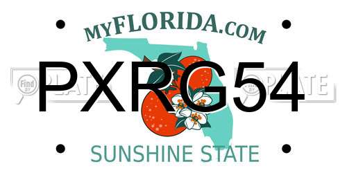 PXRG54 Florida License Plate