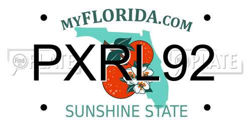 PXRL92 Florida License Plate