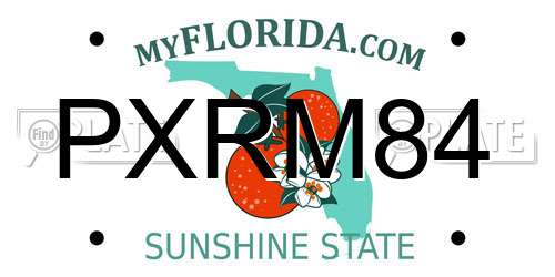 PXRM84 Florida License Plate
