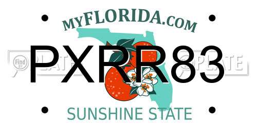 PXRR83 Florida License Plate