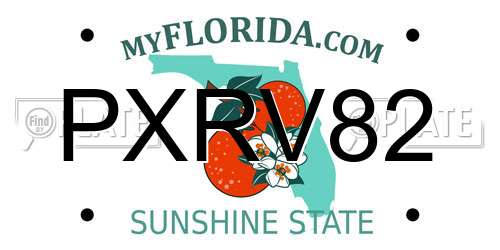 PXRV82 Florida License Plate