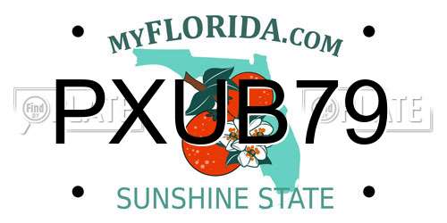 PXUB79 Florida License Plate