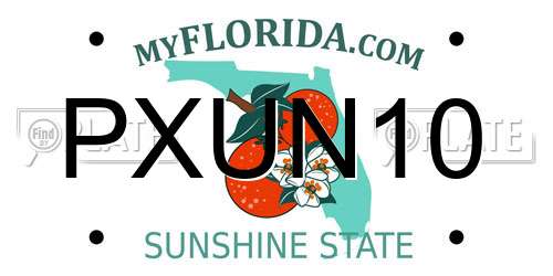 PXUN10 Florida License Plate