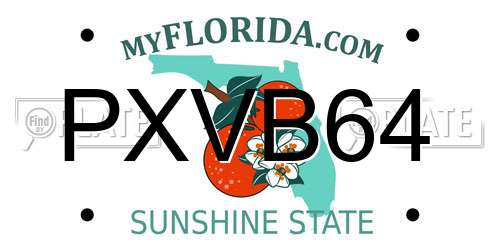 PXVB64 Florida License Plate
