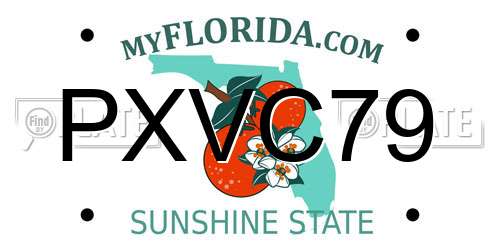 PXVC79 Florida License Plate