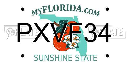 PXVF34 Florida License Plate