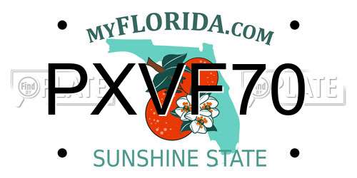 PXVF70 Florida License Plate