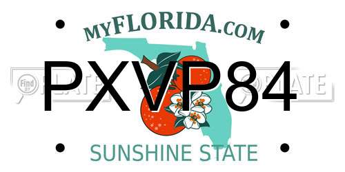 PXVP84 Florida License Plate