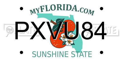 PXVU84 Florida License Plate