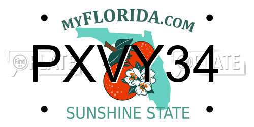 PXVY34 Florida License Plate