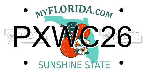 PXWC26 Florida License Plate