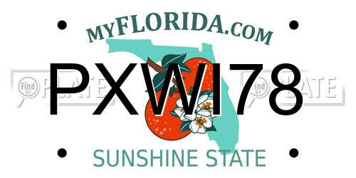 PXWI78 Florida License Plate