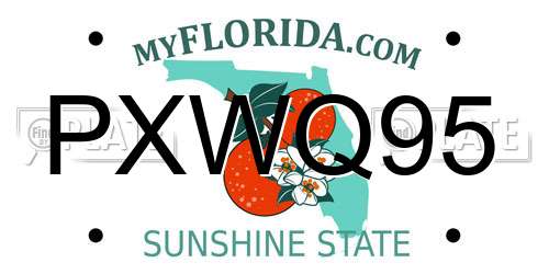 PXWQ95 Florida License Plate