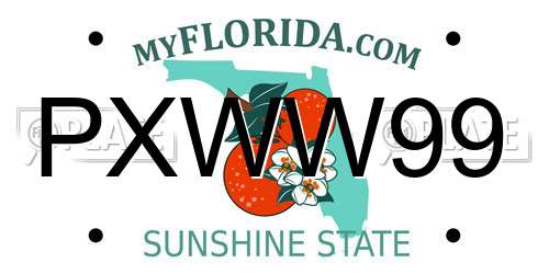 PXWW99 Florida License Plate