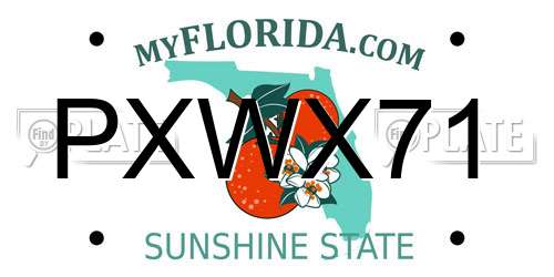 PXWX71 Florida License Plate