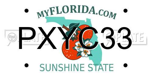 PXYC33 Florida License Plate