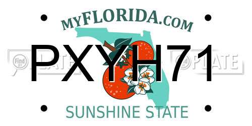 PXYH71 Florida License Plate