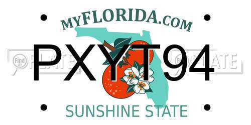 PXYT94 Florida License Plate
