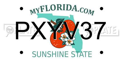 PXYV37 Florida License Plate