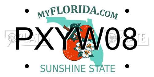 PXYW08 Florida License Plate