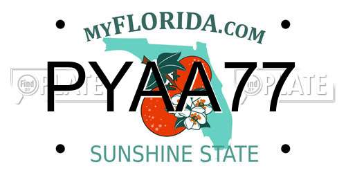 PYAA77 Florida License Plate