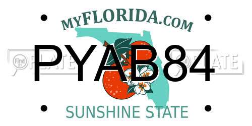 PYAB84 Florida License Plate