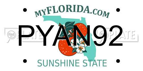 PYAN92 Florida License Plate