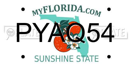 PYAQ54 Florida License Plate