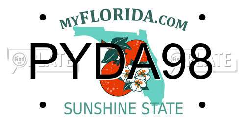PYDA98 Florida License Plate