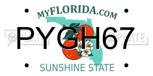 PYGH67 Florida License Plate