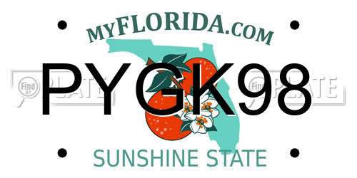 PYGK98 Florida License Plate