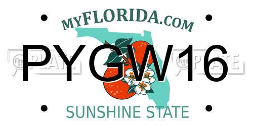 PYGW16 Florida License Plate